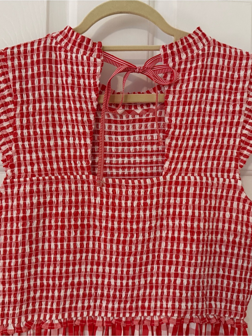 NEW with tags! Crown & Ivy Red Gingham Smocked Top Maxi Dress - Picture 4 of 9
